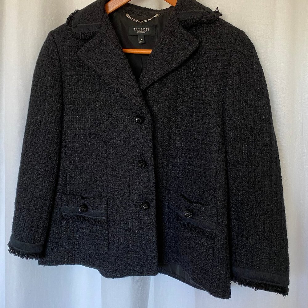 Black Bouclé Tweed Blazer / Jacket